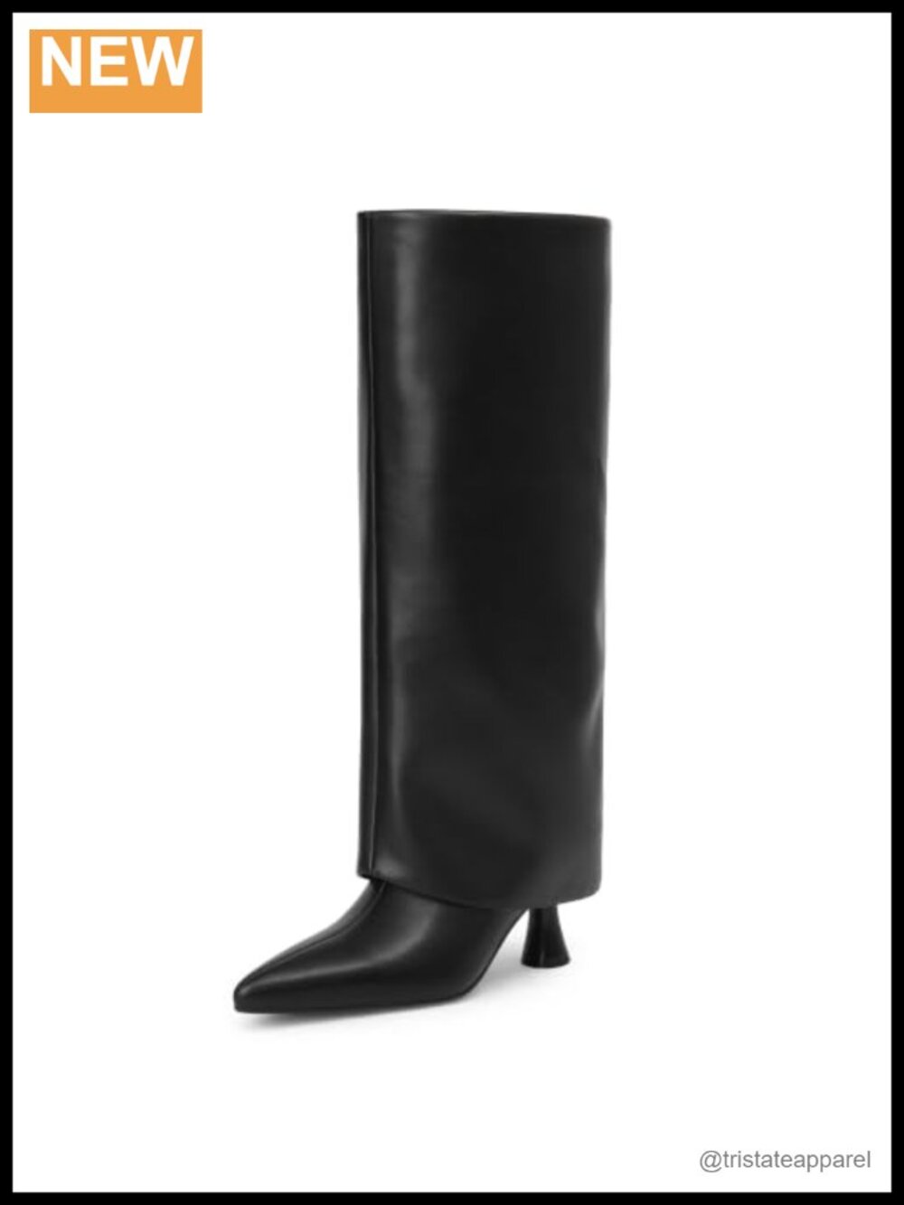 Women's Fold Over Knee High Boots - Kitten Heel Pointed Toe Slouchy (Faux